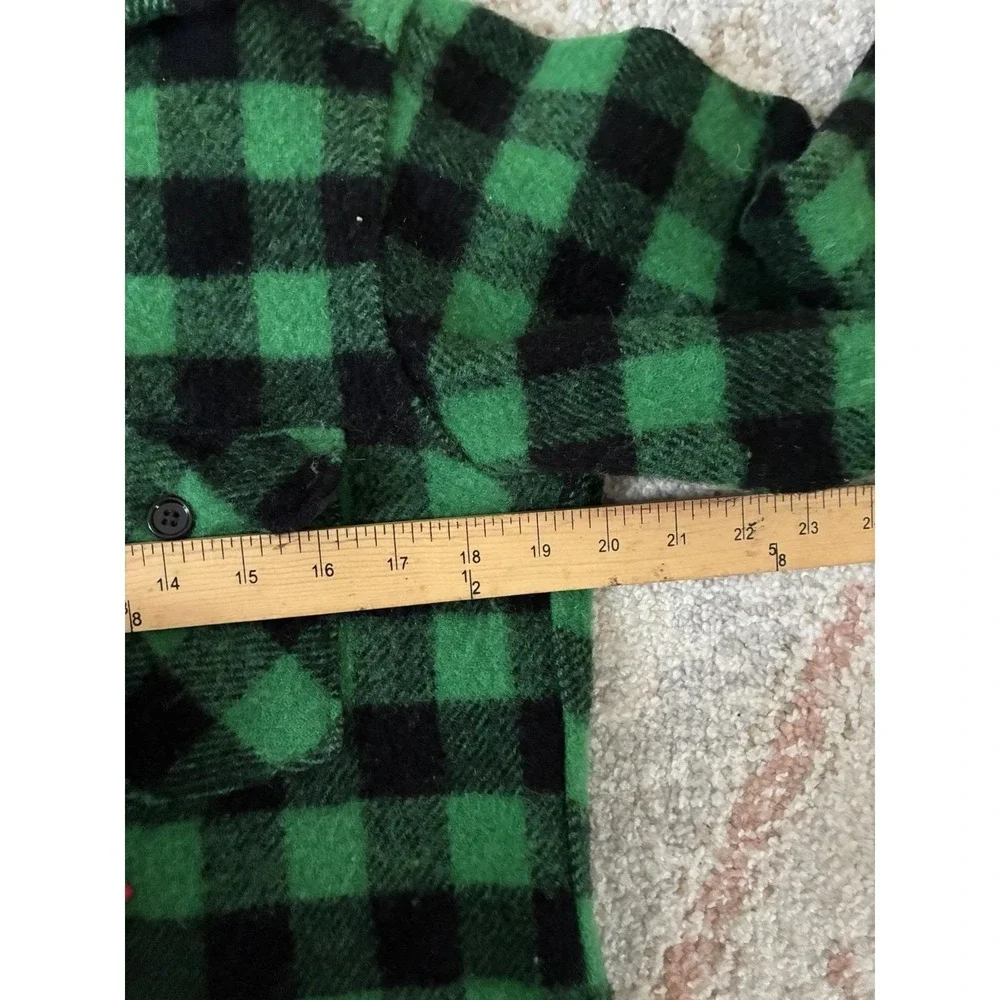 Woolrich Vintage Green Black Buffalo Check Wool Shacket S/M - Picture 4 of 7
